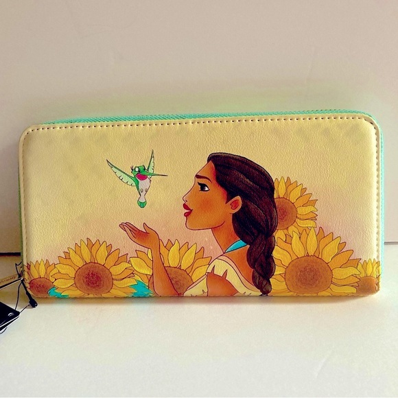 Loungefly Pocahontas Disney Princess Sunflower Women's Zip Around Wallet NWT - Picture 5 of 14